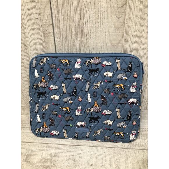 Vera Bradley Handbags - NWT Vera Bradley~Cat’s Meow~Laptop Sleeve Meow Wow Kitty Cats! blue new
